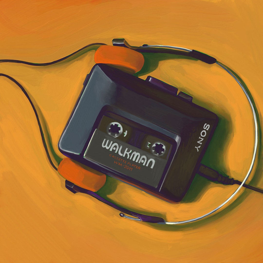 Walkman 80s/90s Vintage Personal Cassette Player Painting Etsy