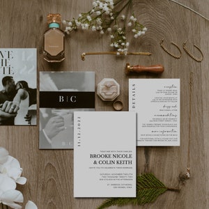 MINIMALIST, "The Brooklyn" modern wedding invitation template suite - FULLY CUSTOMIZABLE with instant download