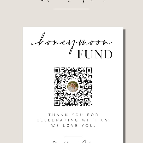MODERN, minimalist HONEYMOON fund sign template - fully CUSTOMIZABLE with instant download