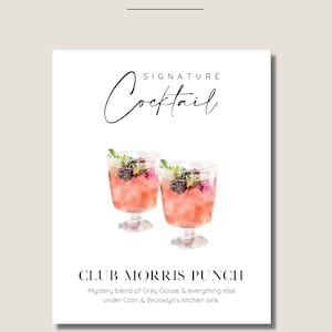 MODERN, minimalist signature cocktail menu template - fully CUSTOMIZABLE with INSTANT download
