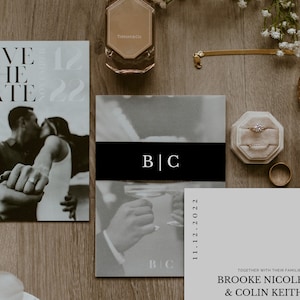 MINIMALIST, &quot;The Brooklyn&quot; modern wedding BELLY BAND template - fully customizable with instant download