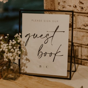 MODERN, minimalist GUESTBOOK table sign template - fully CUSTOMIZABLE with instant download