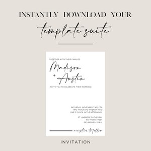 MODERN, The Madison minimalistische Hochzeitseinladungsvorlagen komplett anpassbar mit sofortigem Download Bild 2