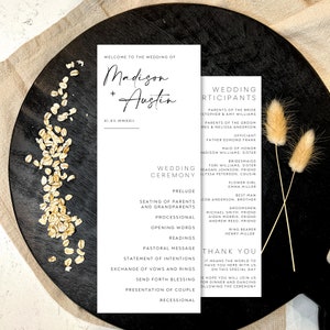 MINIMALIST, "The Madison" modern wedding program template - FULLY CUSTOMIZABLE with instant download