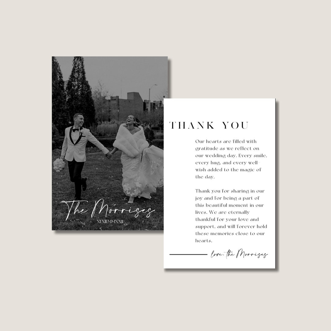 Modern and Minimalist THANK YOU Wedding Card Template - Fully ...