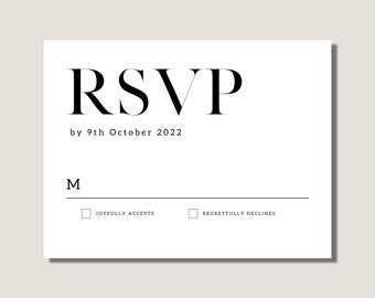 MINIMALIST, ""The Brooklyn"" moderne RSVP-Hochzeitskartenvorlage - vollständig anpassbar mit sofortigem Download ."