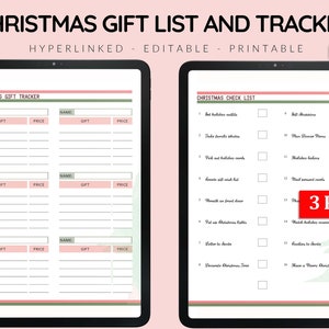 Christmas Gift List and Tracker, Christmas To Do List, Christmas Planner, Christmas Shopping List, Holiday Gift List Template, Digital plan