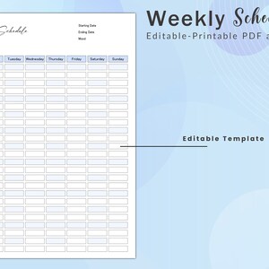 Editable Weekly Schedule, Weekly Schedule Template, Weekly Schedule ...
