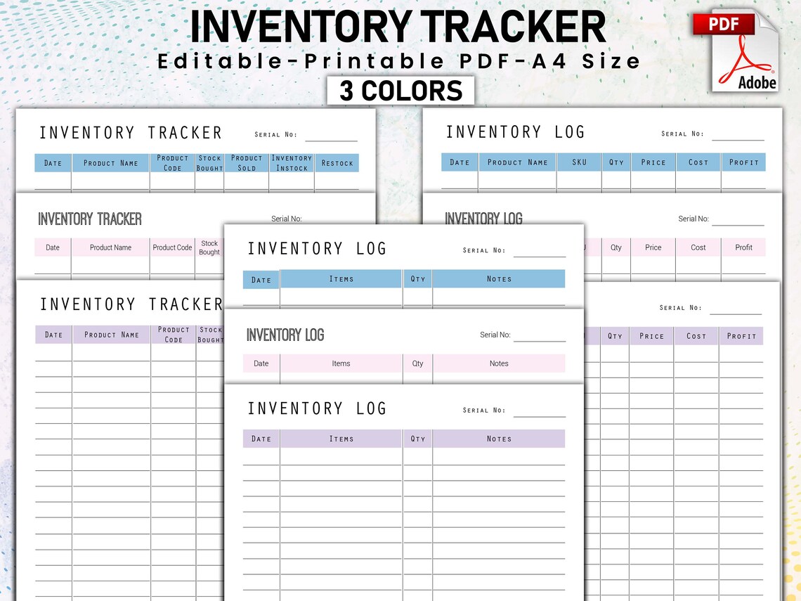 Editable Inventory Log, Inventory Tracker, Product Inventory, Inventory ...