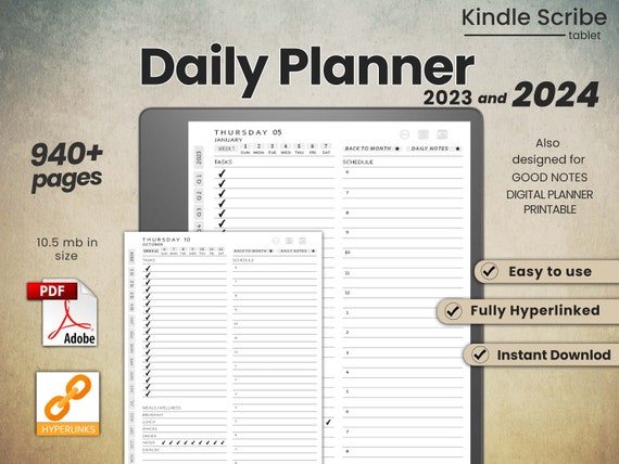 Kindle Scribe Daily Planner Bundle, Kindle Scribe Template, Kindle Scribe  Digital Planner, Daily Planner, Daily Planner 2023 
