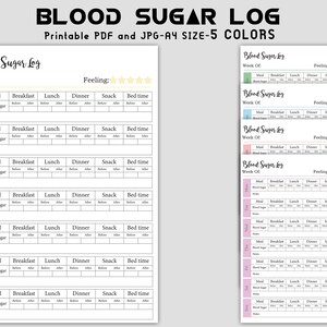 Druckbares Blutzuckerprotokoll, Blutzucker-Tracker, Diabetes-Log, Glukose-Log, Diabetes-Log-Buch, druckbares Blutzuckerprotokoll, Blutzucker