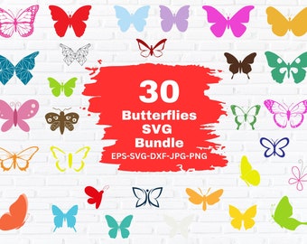 Butterfly SVG Bundle, Butterfly PNG Bundle, Butterfly Clipart, Butterfly SVG Cut Files, for Cricut, Butterfly Silhouette, Butterfly Vector