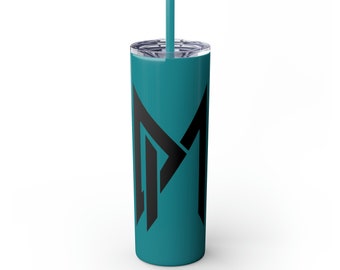 DM Black Skinny Tumbler with Straw, 20oz