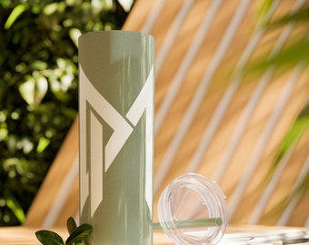 DM White Skinny Tumbler with Straw, 20oz