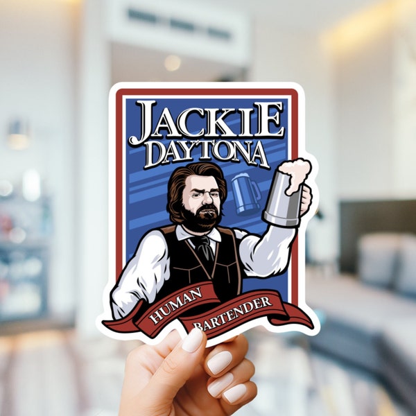 Jackie Daytona, Regular Human Bartender Sticker | What We Do in the Shadows Vinyl Sticker, laptop, hardhat, bumper, Stanley water bottle