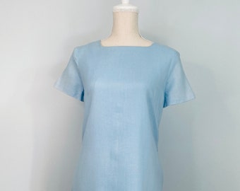 EDITH FLAGG 1960's Robins Egg Blue Linen Sheath Dress