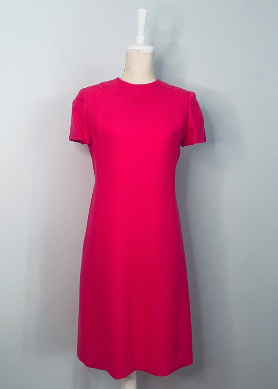 1960s Pink 100% Wool Sleeveless Top w/ White Beading
