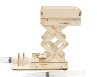 STEM Kit DIY Wooden Puzzle,hydraulic elevator platform model  3D Puzzles for Teens, Educational Science Crafts Model to Build,Unique Toy