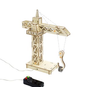 STEM Kit DIY Wooden Puzzle, tower crane 3D Puzzles for Teens, Educational Science Crafts Mechanical Wooden Model to Build, Unique Toy