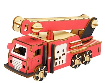 STEM Kit DIY Wooden Puzzle,Build a fire engine Puzzles for Teens, Educational Science Crafts Model to Build,Unique Toy