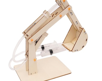 STEM Kit DIY Wooden Puzzle, hydraulic excavator model  3D Puzzles for Teens, Educational Science Crafts Wooden Model to Build, Unique Toy
