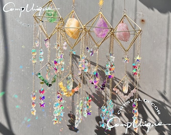 Crystal,Home decor,Boho decor,Raw Gemstone Crystal Hanging,Raw Crystal Suncatcher,Aurora gemstone suncatcher,Crystal Decor,Xmas gift for her