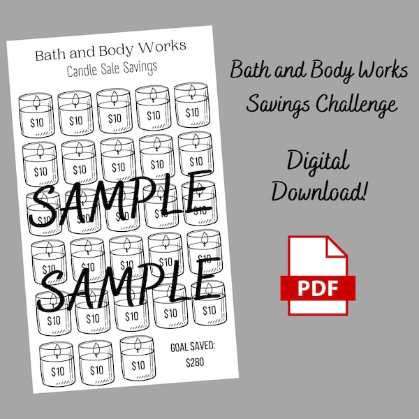 Bath and Body Works Savings Challenge | Digitaler Download | Druckbar | Spar-Tracker | Spar-Challenge | Sparbuch | Budgetierung |