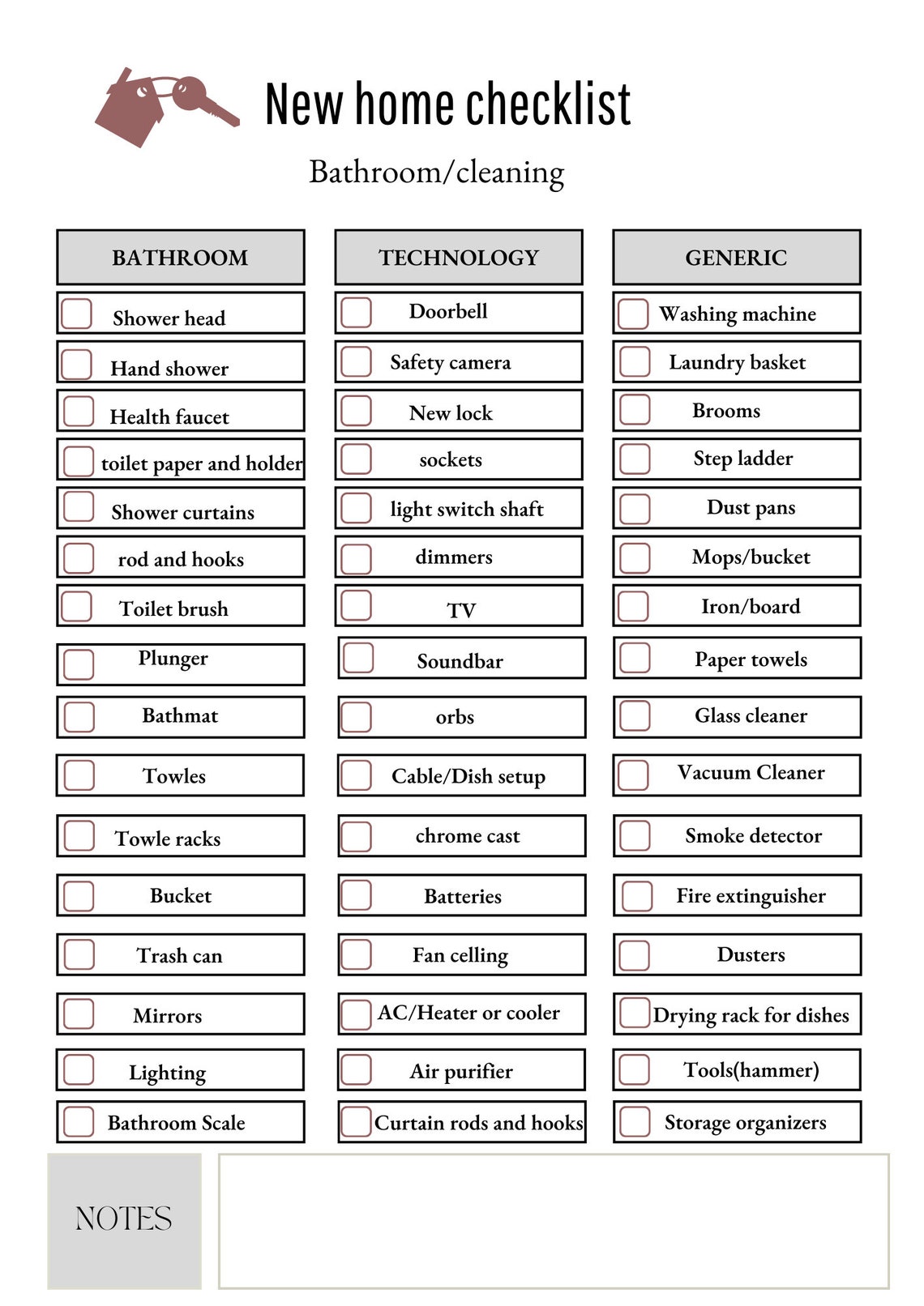 New Home Essentials Checklist. Instant Download Room by Room Etsy