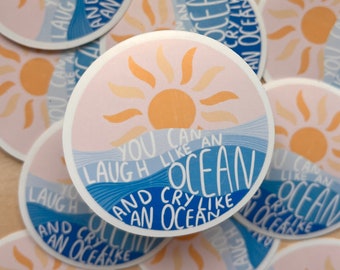 Ocean | Vinyl Sticker, Glossy Sticker, Mental Health Sticker, Laptop Sticker