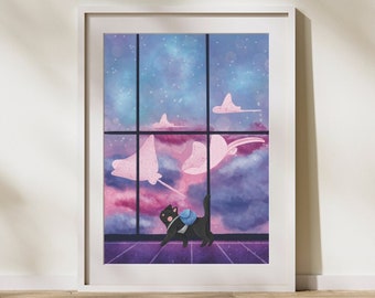 Space Cat - Art Print, Illustration Print