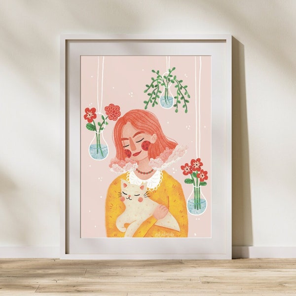 Cat Lady - Art Print, Illustration Print