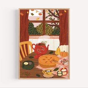 Kürbis Nachmittag | Kunstdruck, Küchen Wand Kunst Druck, Gemütliches Zuhause, Herbst Liebhaber Geschenk