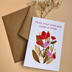 Blumen Geburtstagskarte | Happy Birthday!, Geschenk für Sie, Blumenliebhaber Geschenk, Niedliche Illustration, Handgemachte Karte