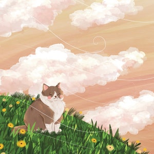 Freedom / Cat Drawing, Cat Lovers. Art Print, Spring Art image 3