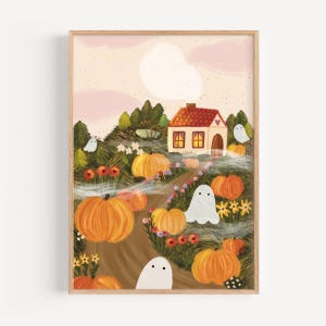 Kürbisjagd - Herbst Illustration, Halloween Geschenk, Herbst Geschenk