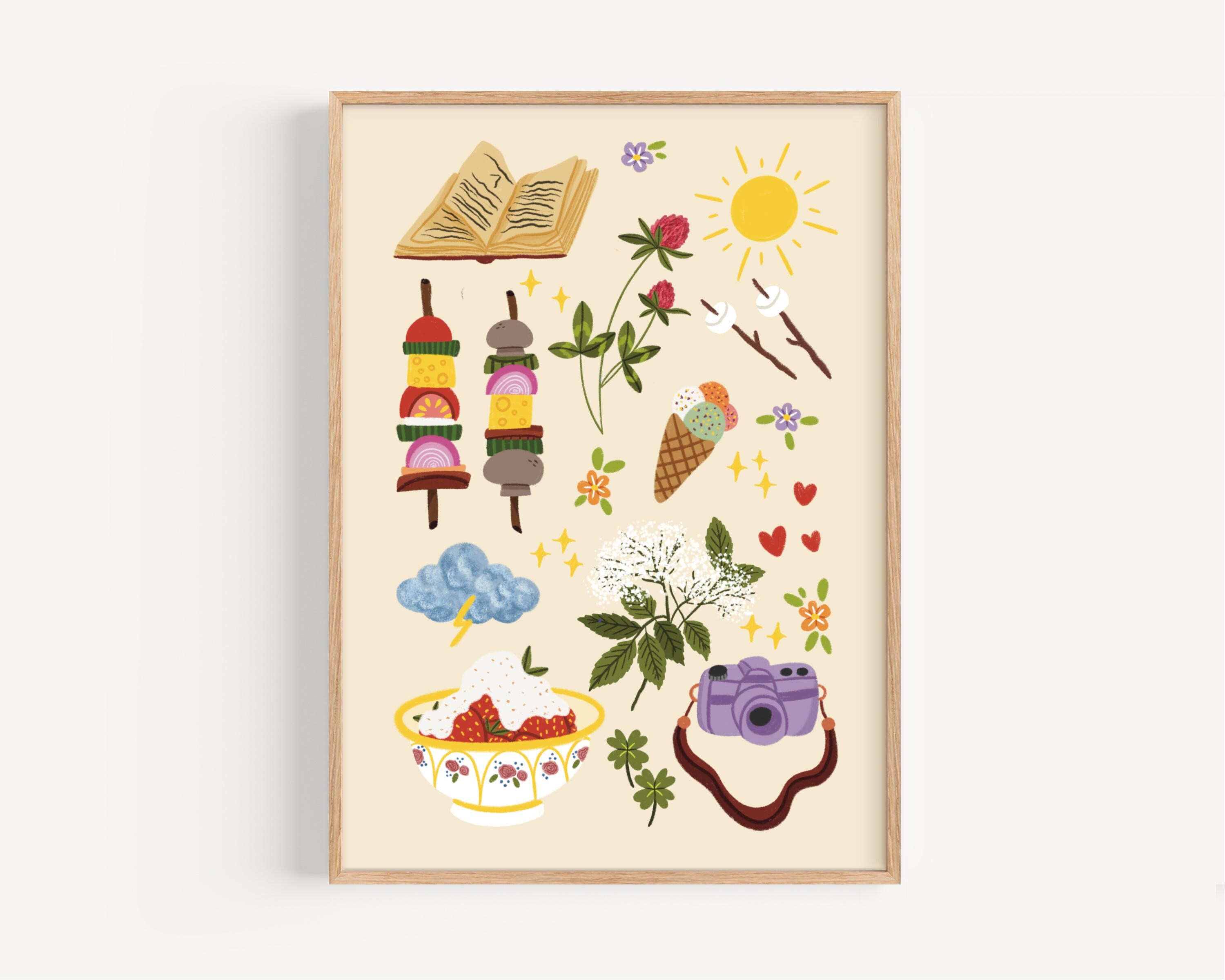 June Core Art Print | Summer Wall Art, Kitchen Wall Art, Memories Poster, Summer Vibes Wall Art