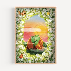 Ich werde dich immer lieben | Frosch Zeichnung, Frühling Illustration, Kunstdruck, Gemütliche Zeichnung