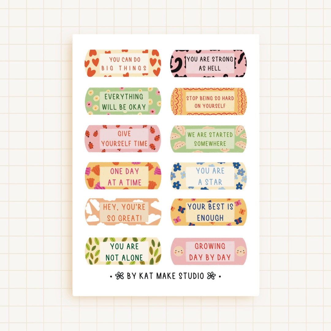 Self Care Sticker Sheet | Self Love, Mental Health Stickers, Bullet ...