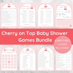 She&#39;s the Cherry on Top Baby Shower Games Bundle, Printable Games, Cherry on Top Shower Games