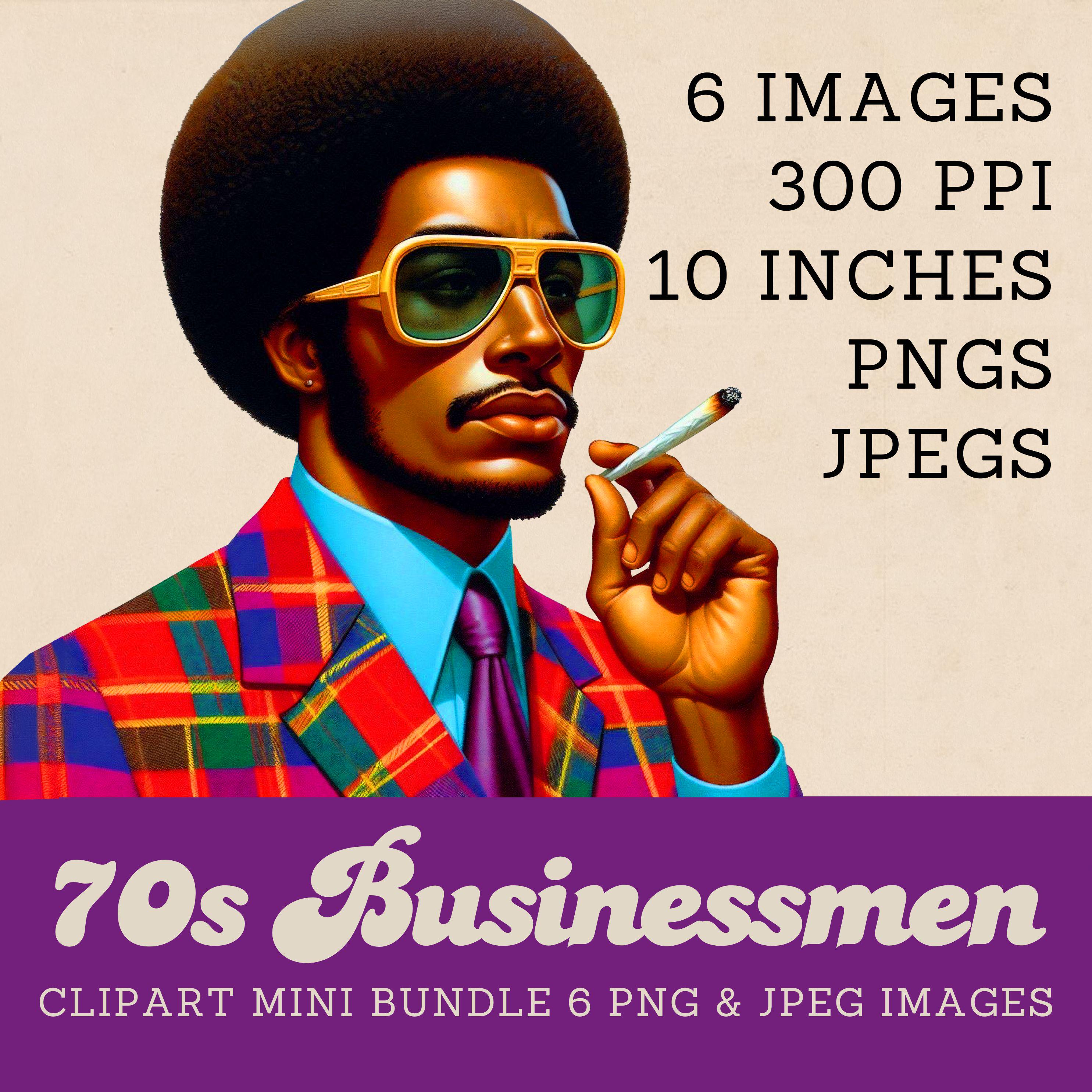 1970s Black Man 70s Businessmen Clipart Bundle (PNG & JPEG) - Etsy