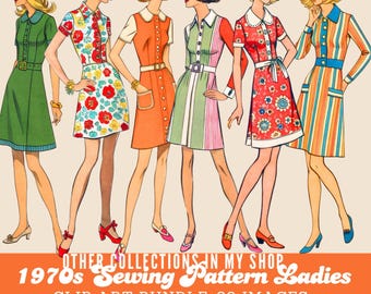 アート・デザイン・音楽 AMERICAN FIRST LADIES FASHION 1960s Fashion Clipart Bundle: Midcentury Go-go Girls