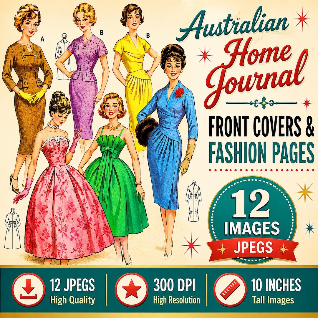 Vintage 1960s Fashion Pages - Printable Midcentury Fussy Cuts