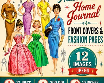 Vintage 1960s Fashion Pages - Printable Midcentury Fussy Cuts