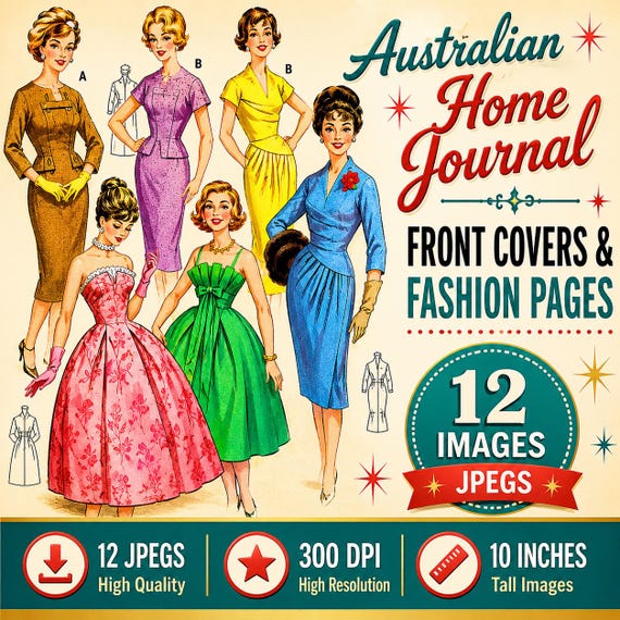 Vintage 1960s Fashion Pages - Printable Midcentury Fussy Cuts