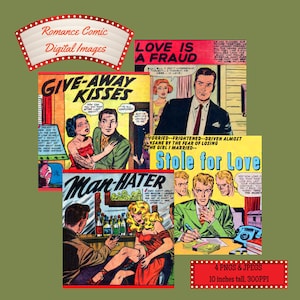 Vintage Romance Comic Clip Art Bundle 1950s Romance Comic Digital Images