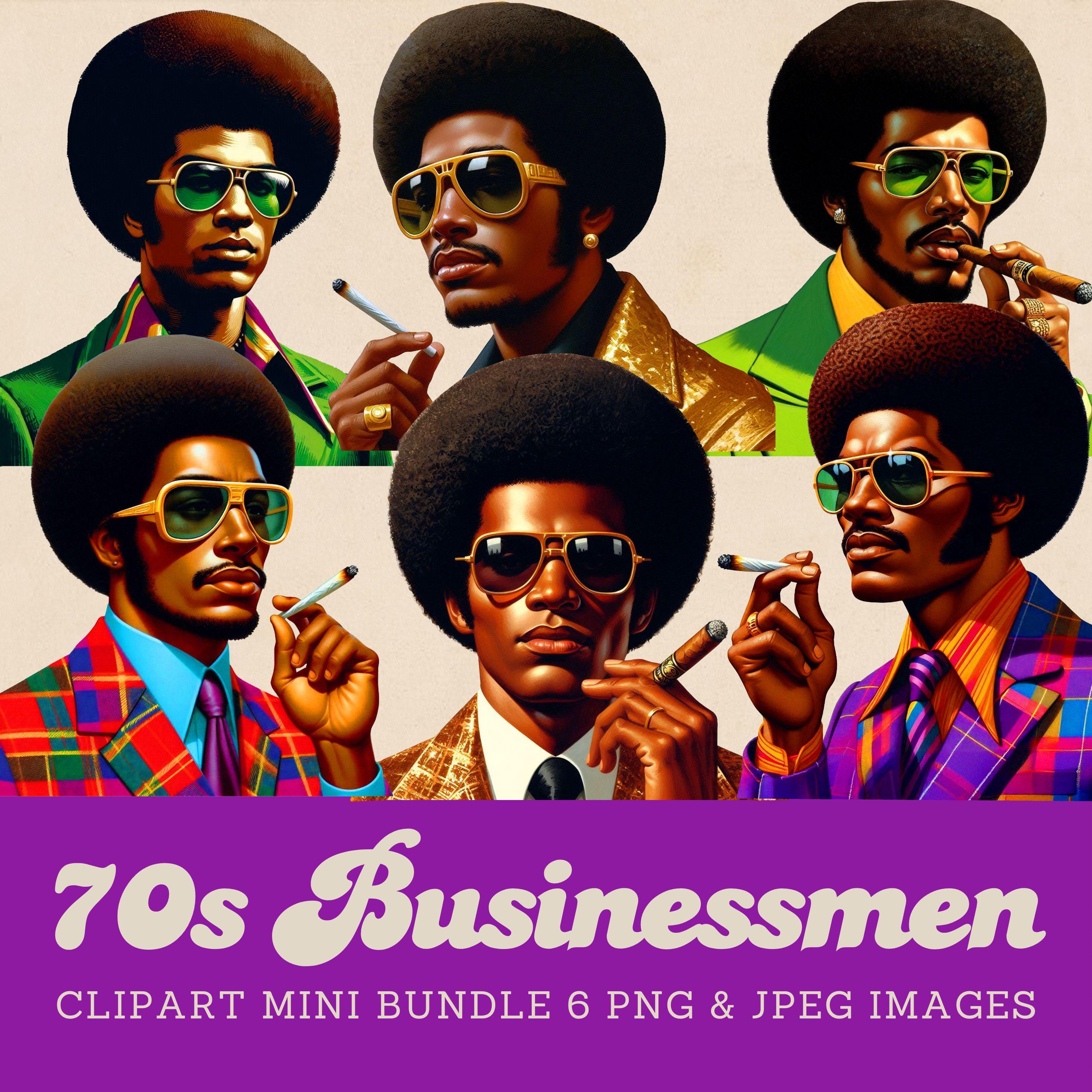 1970s Black Man 70s Businessmen Clipart Bundle (PNG & JPEG) - Etsy