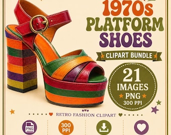70s Shoes Clip Art Bundle 1970s Platform Shoes Digital Images