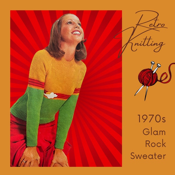 Boho Knitting Pattern Retro Sweater 1970s Jersey Knitting Pattern PDF