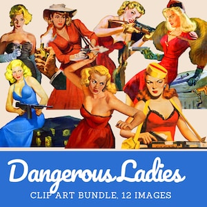 1950s Ladies with attitude, Dangerous Vintage Women Clip Art Bundle, Vintage Women Clip Art Images