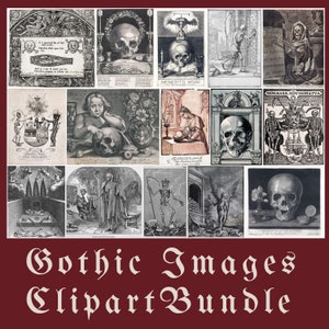 Goth Clip Art Bundle Gothic Skelett Goth Vintage Halloween Schädel Clipart Bundle digitale Bilder